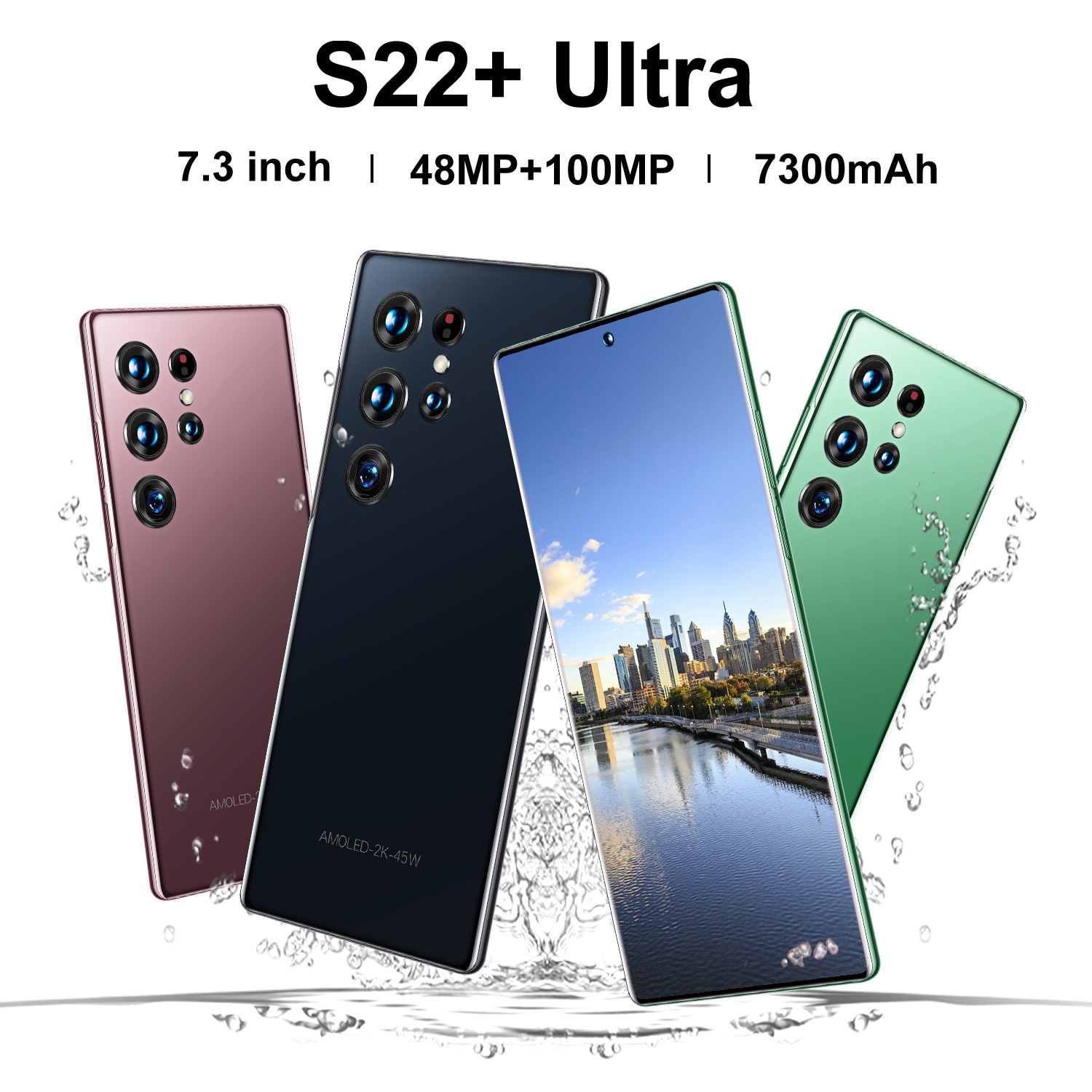 Cross-Border Mobile Phone S22+Ultra16+1T True 4g Perforated 7.3-Inch Large Screen 8 Million Pixels Smart Wholesale Full-Screen