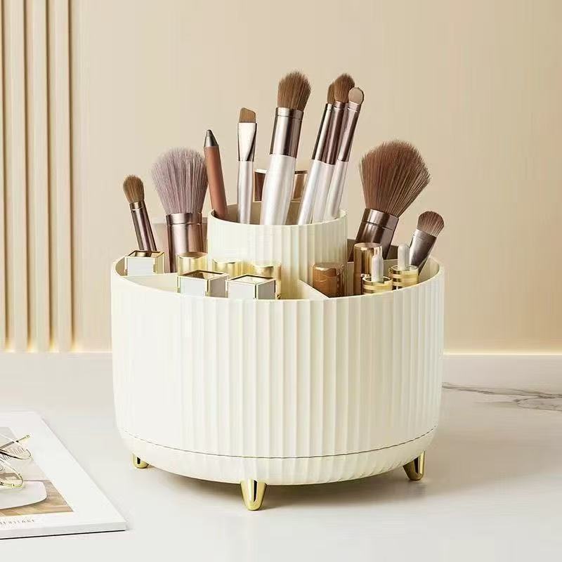 回転ペンホルダー化粧品収納ボックスドレッシングテーブルデスクトップ大容量化粧ブラシ口紅アイシャドウパフ収納ラック|undefined