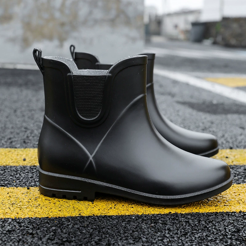 Стильные женские сапоги дождя съемные хлопковые сапоги на низком каблуке дикие сапоги дождя теплые водонепроницаемые сапоги из дождя чистый цвет водяной сапоги резиновая обувь