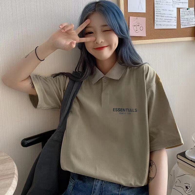 FOG Polyline ESSENTIALS Short-sleeved Reflective T-shirt Lapel Polo Shirt High Street Couple Loose High Street Men's Trendy