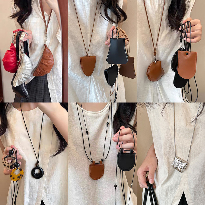 Personalized Halter Croissant Bag Leather Geometric Glasses Bag Necklace Versatile Sweater Chain Retro Trendyy Necklace Personalized Halter Croissant Bag Leather Geometric Glasses Bag Necklace Versatile Sweater Chain Retro Trendyy Necklace