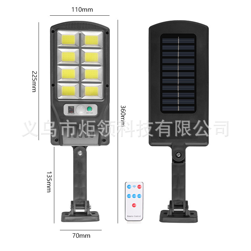 Luz de calle solar transfronteriza al aire libre nueva lámpara de pared de jardín con sensor de cuerpo humano impermeable LED control remoto lámpara de mesa de jardín