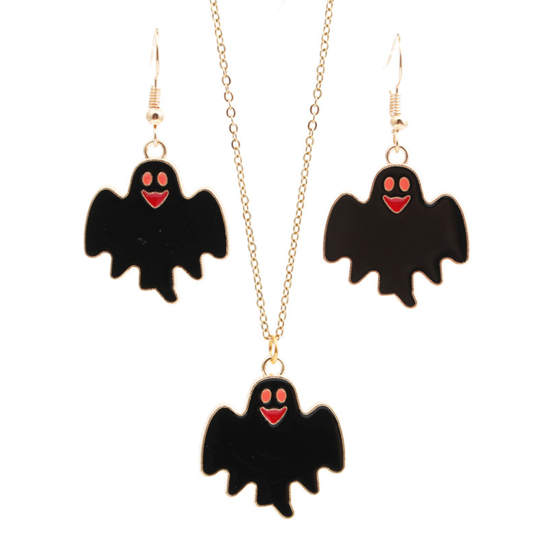 Croix-frontière  Bijoux Halloween Alliage Dripping Huile Diy Ornement Festival De Fantôme Chauve-souris Fantôme Maison Boucles D'oreilles Collier display picture 1