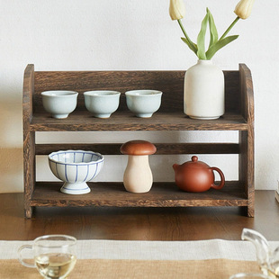 Bogu Rack Solid Wood Chinese-style Desktop Table Storage Rack Tea Set Tea Cup Display Rack Duobao Pavilion Teapot Rack Ornaments