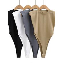 K 13561 Square shoulder pad tight onesie ֱ�ǵ�����������