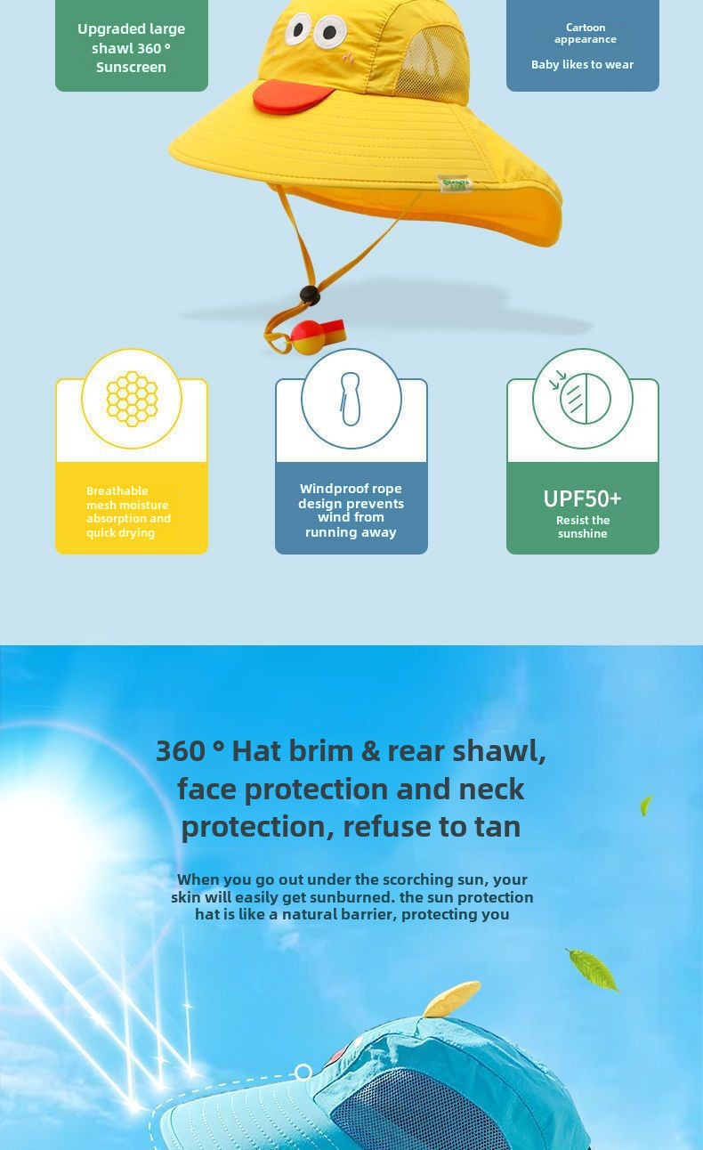 Cappello da sole per bambini, ragazzi e ragazze, protezione UV, cappello da sole estivo, cappello da sole a tesa larga, cappello da pescatore sottile e traspirante_voghion.com