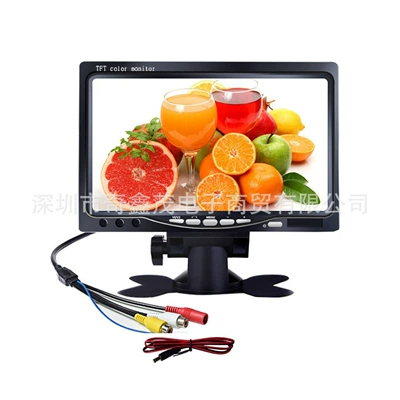 7-inch HD car monitor desktop reversing monitor truck two-way video input reversing image (Car display) - cross-border-dropshipping-standard-bracket-single-screen-av-head-supports-2-channel-video-input