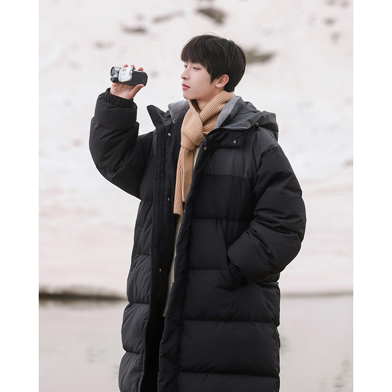 Winter velvet keep warm windproof two-tone down jacket with hood