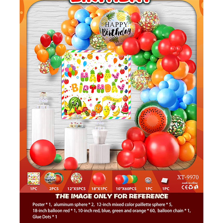 Fiesta de cumpleaños redonda escena diseño decorativo globo traje de juguete para niños globo de aluminio letras y números