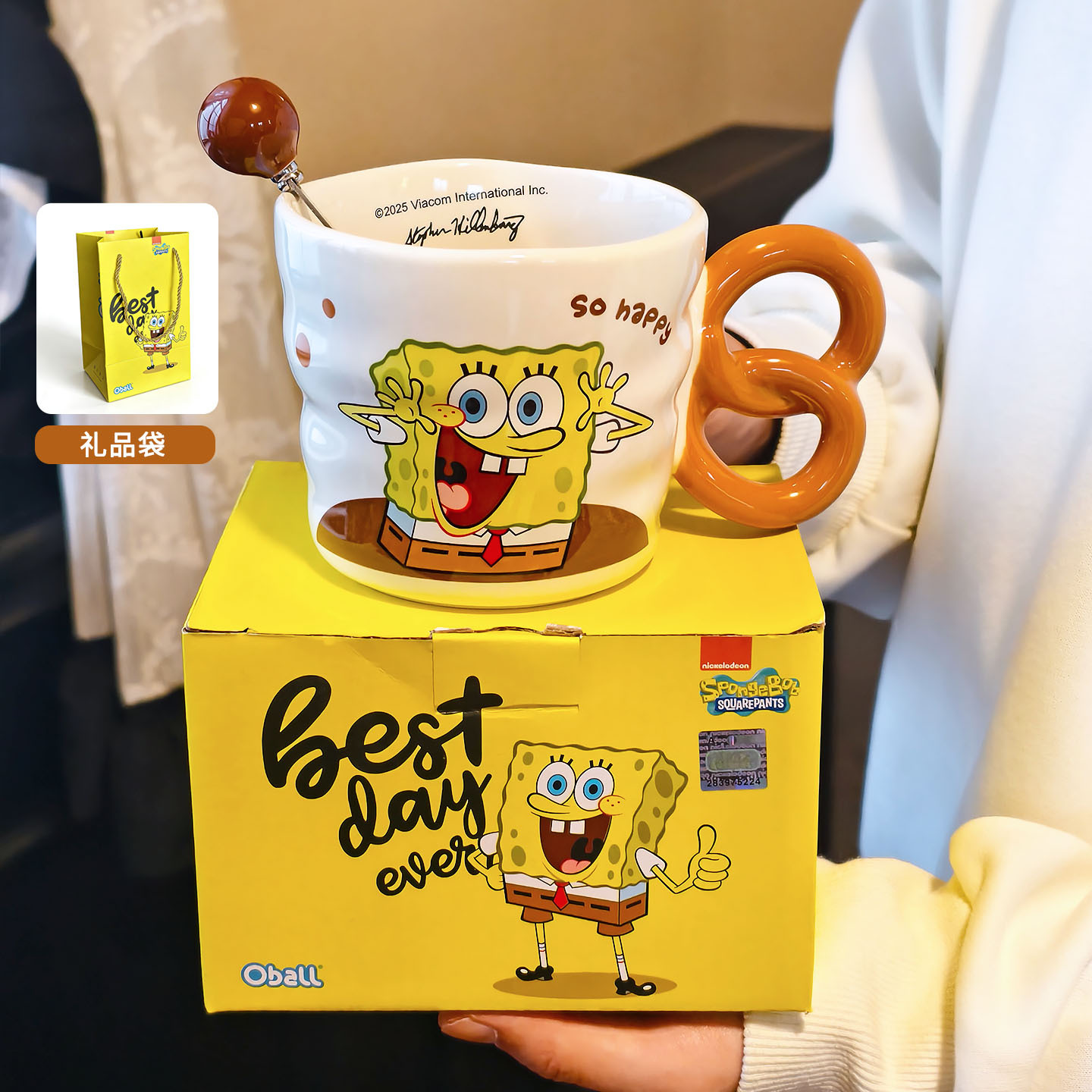 Auténtico SpongeBob cerámica marca taza doméstica 2025 nuevo trabajo de oficina de alto valor taza de café de oficina