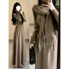 小香风针织毛衣套装连衣裙子女春装2025新款感长裙搭配一整套