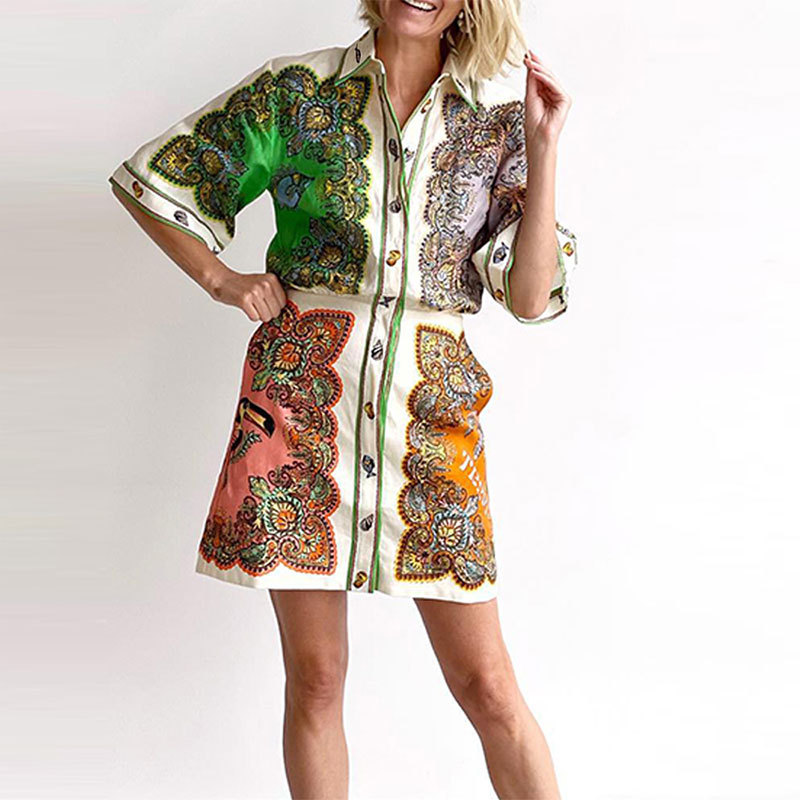 2026 New Spring Women' Clothing European And American Export Printed Fahion Caual Slim Fit Single-Breated Short_ecoleips.com