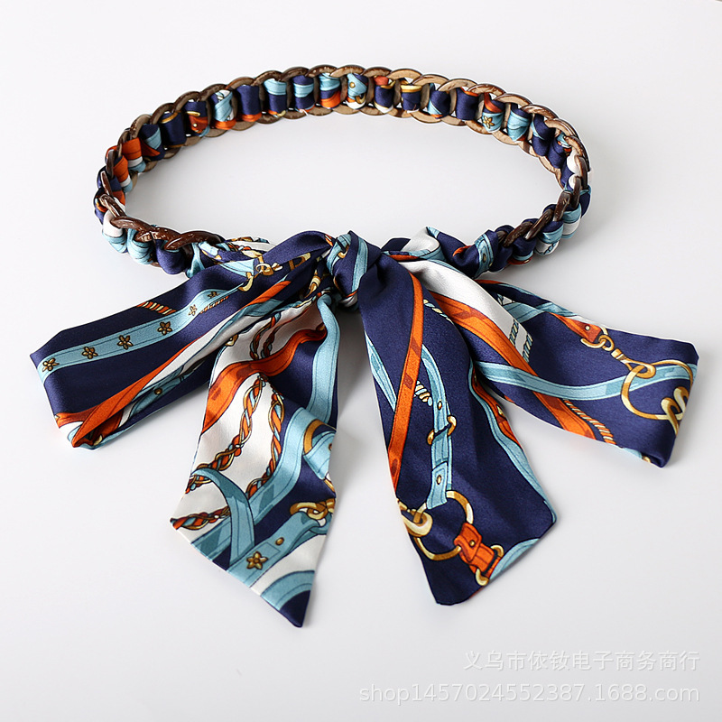 Woven silk scarf Belt women's skirt summer versatile decorative jeans long chiffon cloth bandwidth ribbon accessories