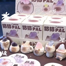 网红同款可猫猫PAI水晶盲盒潮玩树脂工艺品带扩香石寓意摆件直销