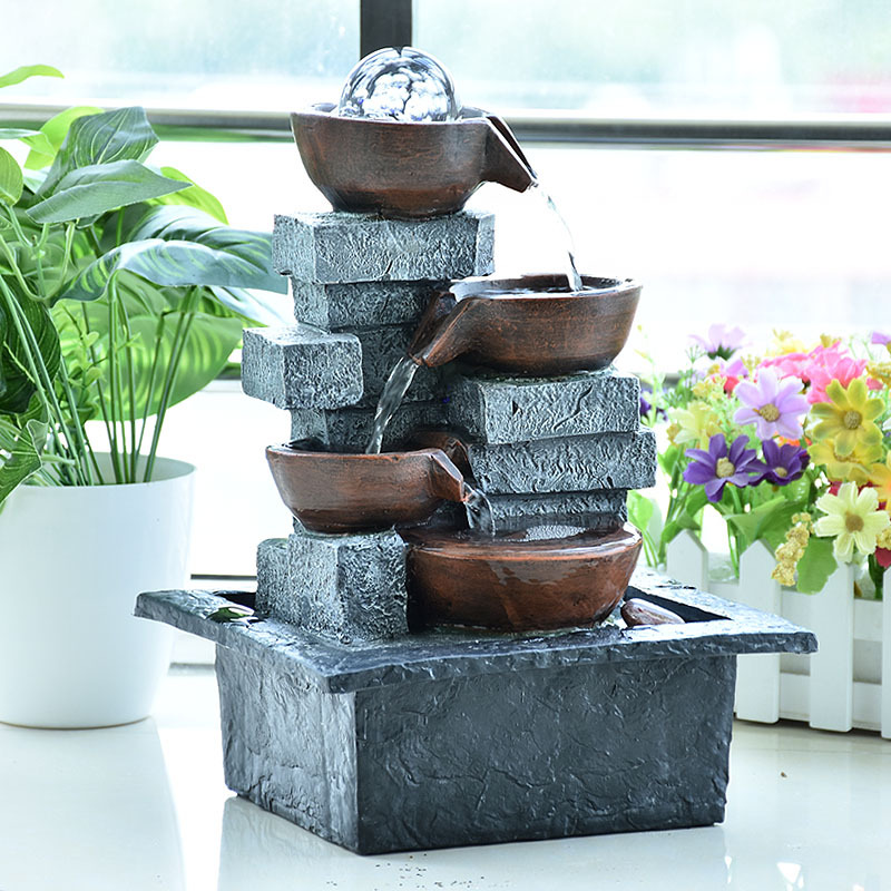 European-style Feng Shui Rotating Water Fountain Desktop Small Ornaments Office Lucky Decoration Craft Gift Creative Transfer Ball