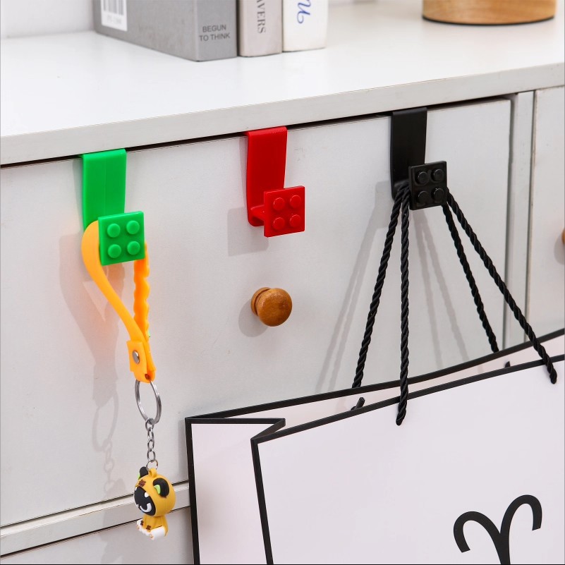 Cross-Border Building Block Hooks, Cabinet Door Hooks, Punch-Free Cabinet Door Back Hooks, Wardrobe Door Workstation Drawer Bag Hooks