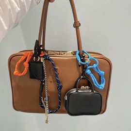 新款三代公文包大容量通勤波士顿包百搭单肩包头层牛皮保龄球女包