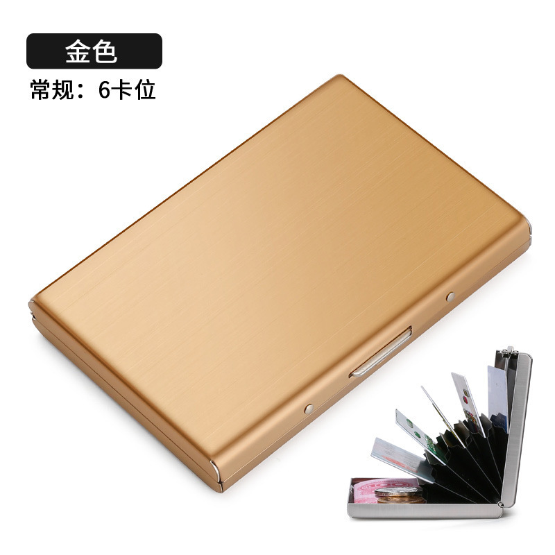 Caja de tarjeta de crédito de acero inoxidable de metal anti-Órgano magnético titular de la tarjeta posición multi-Tarjeta titular de la tarjeta de visita anti-robo de cepillo función de protección
