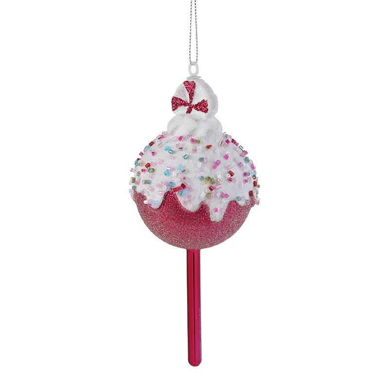 Nuevo producto colgante de plástico rosa rosa rosa de color colgante de dibujos animados pastel oso árbol de Navidad decoración de ventana