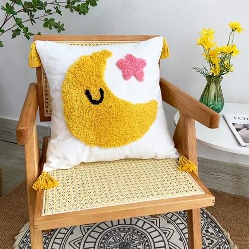 Tufted pillow cute sun cloud stars tassel cartoon children pillow sofa seat lumbar pillow cushion