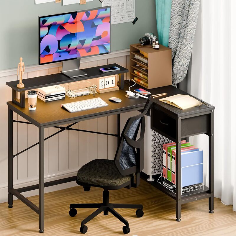 L-Shaped Table Solid Wood Long Narrow Table Room Corner Small Table Computer Table Desktop Writing Table Simple Desk Trendy