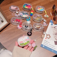 适用苹果airpods3/4代卡通透明耳机套三星BUDS2可爱吊坠BUDS PRO