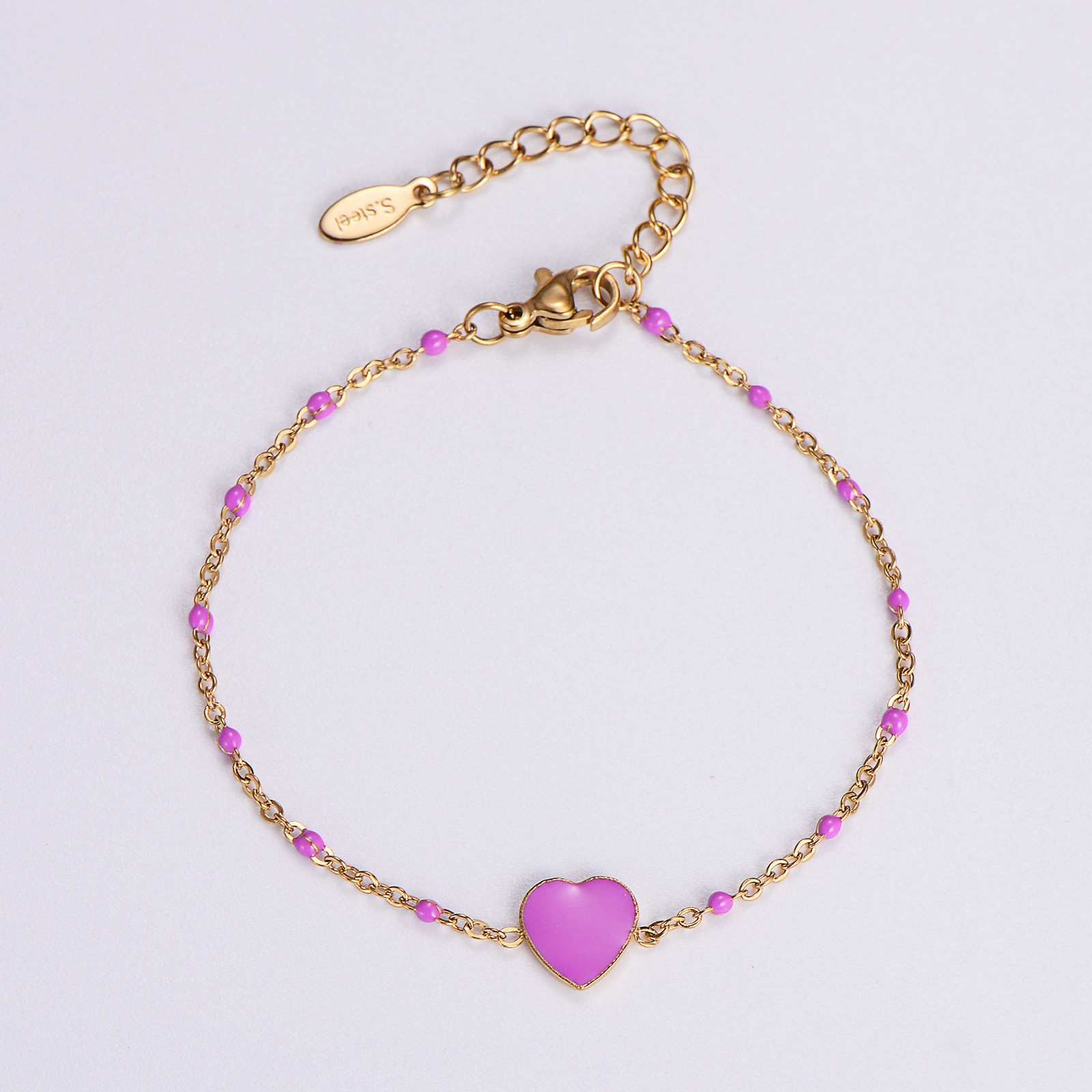 Women's Gender Sweet Style Sweet Heart Shape 316 Stainless Steel  Bracelets In Bulk