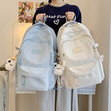 跨境新款书包女大容量背包初中高中生满天星多层轻便休闲双肩包