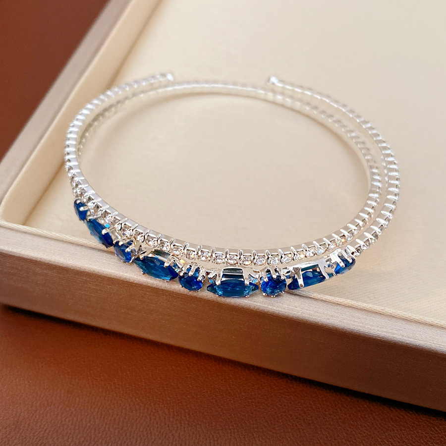Diamantes arroz redondo geométrico pulsera elástica de doble capa temperamento pulsera de moda de alta calidad lujo ligero nicho joyería al por mayor
