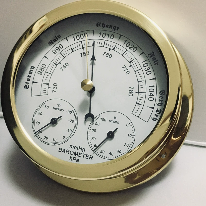 143 мм медная рама морской бытовой Измеритель температуры и влажности барометр Dinghang моржовая станция сделано Bairui Gao подарок