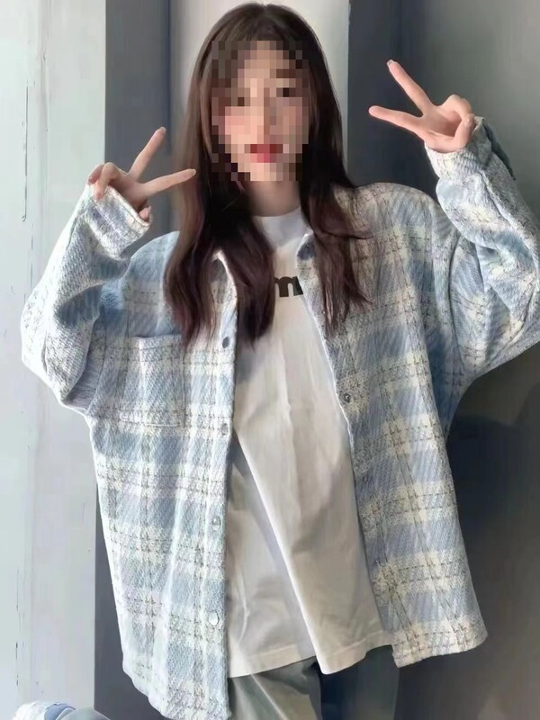 Spring and Autumn Women's Korean Style New Plaid Retro Student Shirt Jacket Loose Versatile Top Trendy