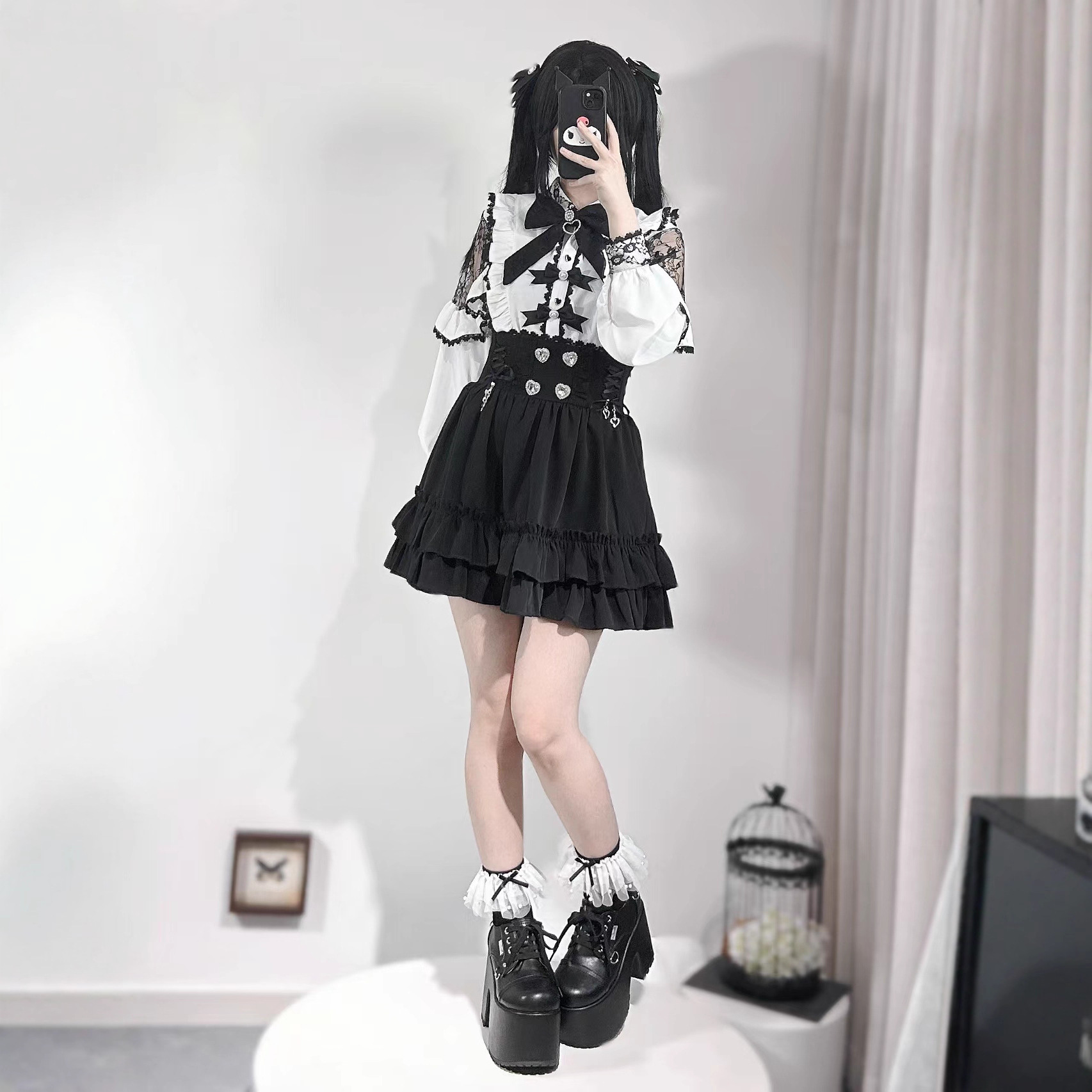 Japanese-Style College Slimming Suit Dress for Women, Autumn White Long-Sleeve Shirt with High-Waisted Slimming Skirt Two-Piece Set