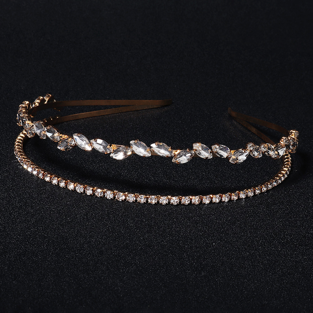 Forest Style Ornament Simple Outing Metal Rhinestone Headband Handmade Double Layer Delicate Girl Headband Temperament Hair Pressing Hairpin display picture 2