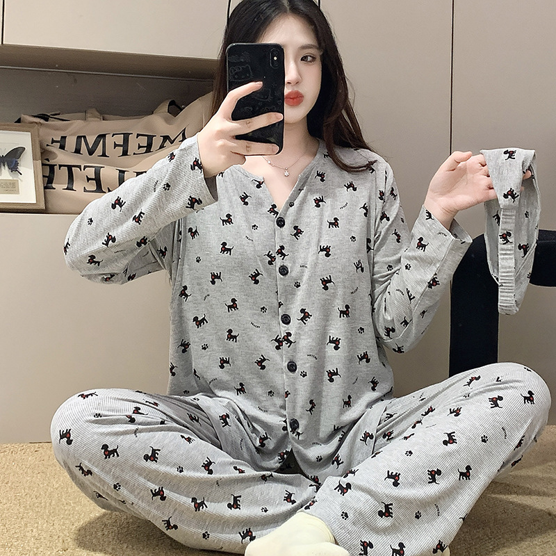 Maternity Modal September Autumn Postpartum Nursing Clothes with Breast Pads Maternity Set Autumn Winter Pregnant Sleepwear