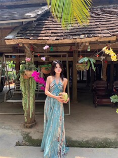 Ретро сексуальное платье, длинная юбка, Таиланд, стиль бохо