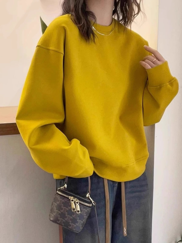 Ginger Round Neck Popular Sweatshirt for Women This Year, Spring & Fall New Style, Fashionable Korean Style, Lazy Women's Loose Top