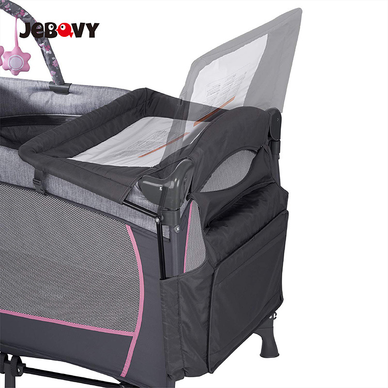 Cama plegable para bebés, mesa de pañales para bebés recién nacidos, cama de juego para bebés con cama grande plegable y multifuncional
