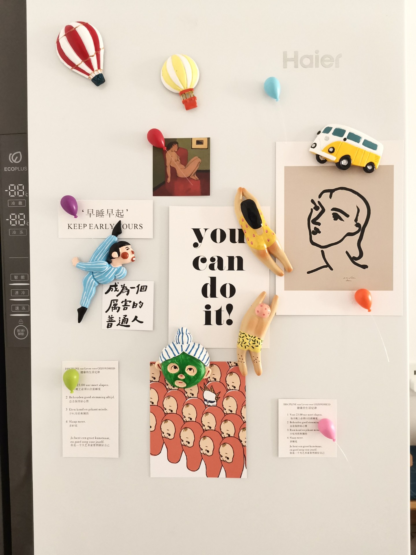 ins艺术卡通插画文创冰箱贴照片可爱搞怪厨房装饰个性创意磁贴