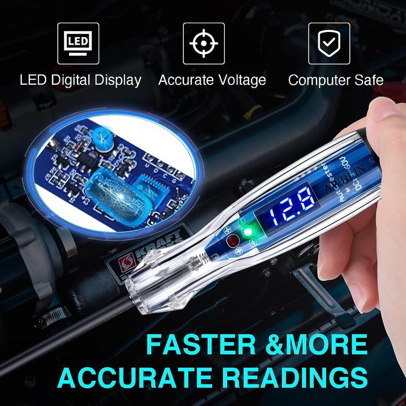 新型テストランプ 3-60V 自動車用双方向デジタル表示電圧テスター 自動車回路検査器 デジタル電圧計付き|undefined