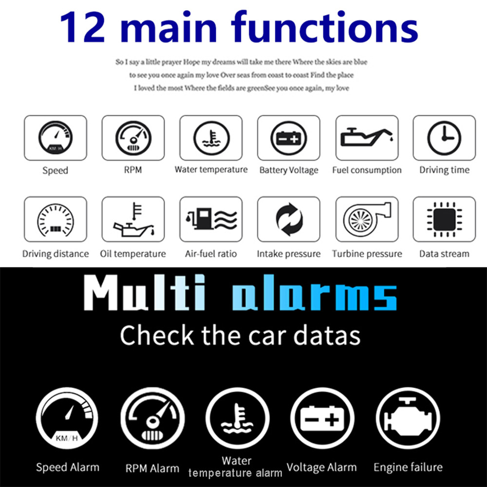 P10 Car Hud Head-Up Display Car Projector Driving Computer Obd2 Head-Up Display High-Definition Digital