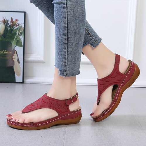 Amazon's new sandals for women 2024 foreign trade large size women's flip-flops wedge-heeled casual flip-flops women's sandals
