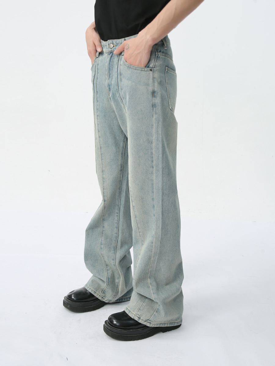 MTLCLOTHES Hombres| 2024 primavera nuevo producto nicho Zhongwei La diseño de empalme retro caída sensación de la moda jeans