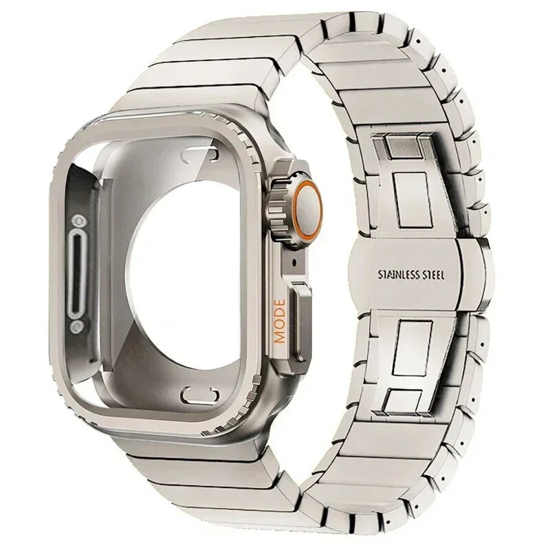Metal Quick-Change Case Set Suitable for Apple Watch with a Single Bead Butterfly Clasp Stainless Steel Metal Watch