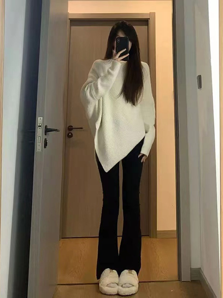 Dammen Pullover Mat Héichkraag Stréckpullover Hierscht Wanter_voghion.com