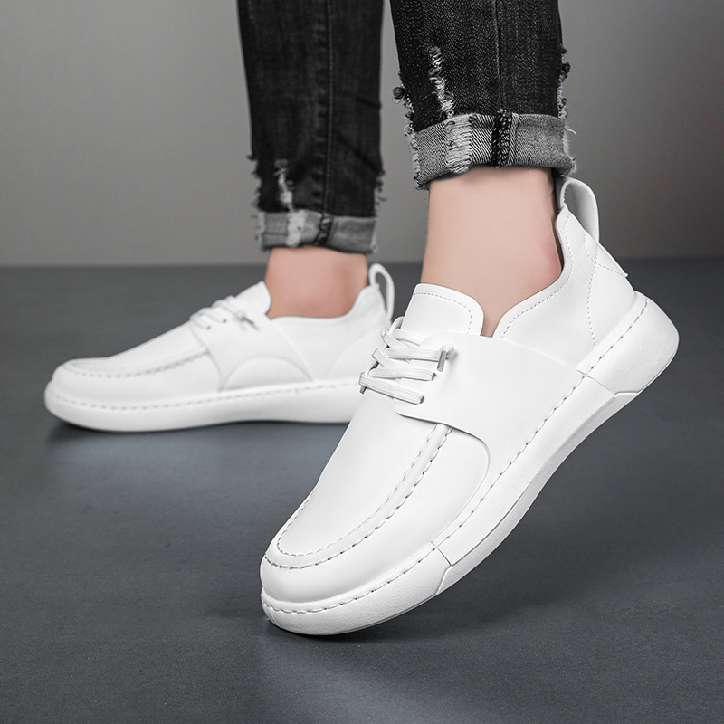Transfronterizo tamaño 46 zapatos casuales de moda juvenil zapatos de skate elásticos hechos a mano zapatos casuales zapatos blancos pequeños zapatos de hombre