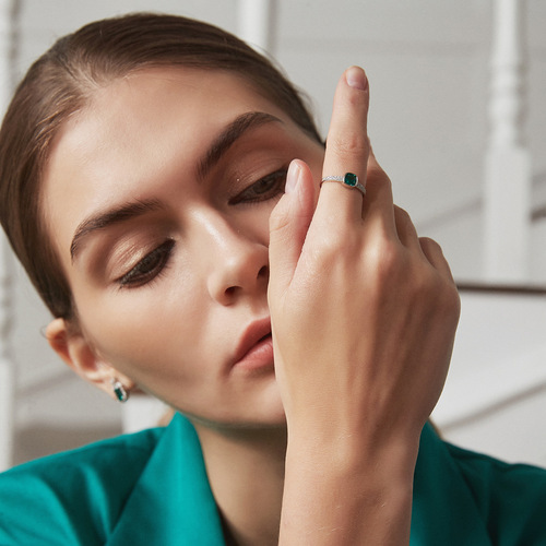 PAG&MAG cross-border new product S925 sterling silver ring artificial colored gem emerald ins fashion women's ring