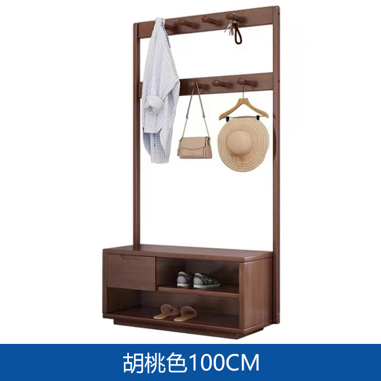 Nuevo estilo chino Perchero de madera maciza moderno minimalista percha zapato cambio taburete integrado piso-pie pasillo zapato gabinete almacenamiento