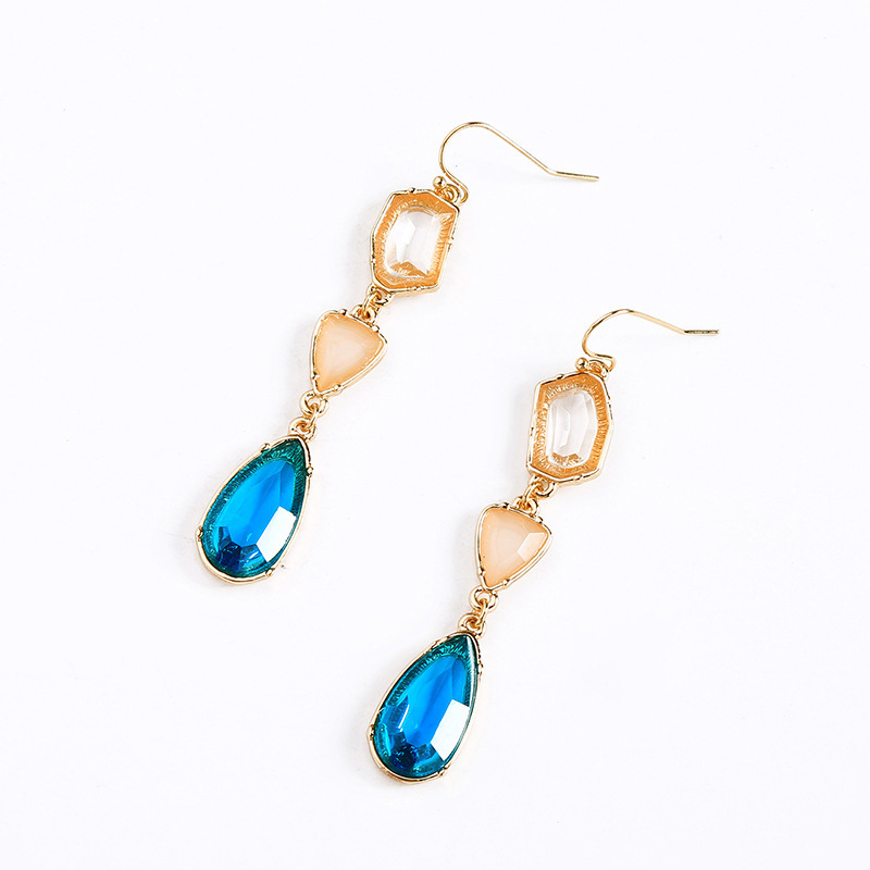 1 Pair Elegant Water Droplets Inlay Alloy Artificial Gemstones Drop Earrings display picture 1