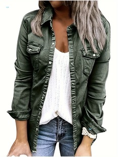 Women's Jacket Casual Slim Long Sleeve Ragged Coat Basic Cross-Border