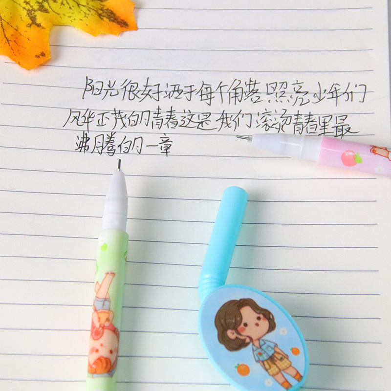 Linda forma de paja pluma neutral chica corazón alto valor flor película etiqueta pluma estudiante papelería pluma al por mayor